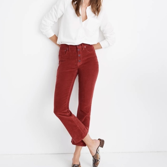 Madewell Cali Demi-Boot Jeans Corduroy Button-Fly High Rise Size 25 M0602 Rust - Picture 6 of 13
